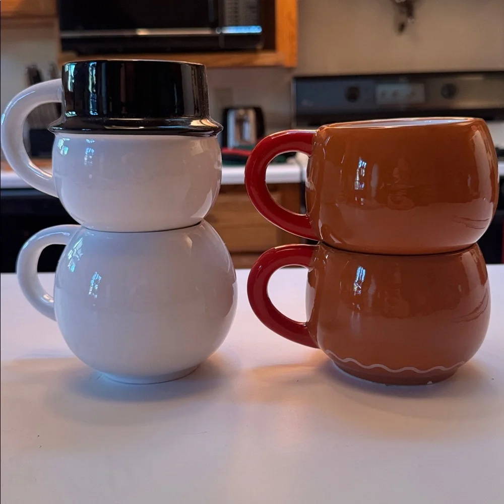 Target Holiday Mug Set - Snowman and Gingerbread Stacked Design